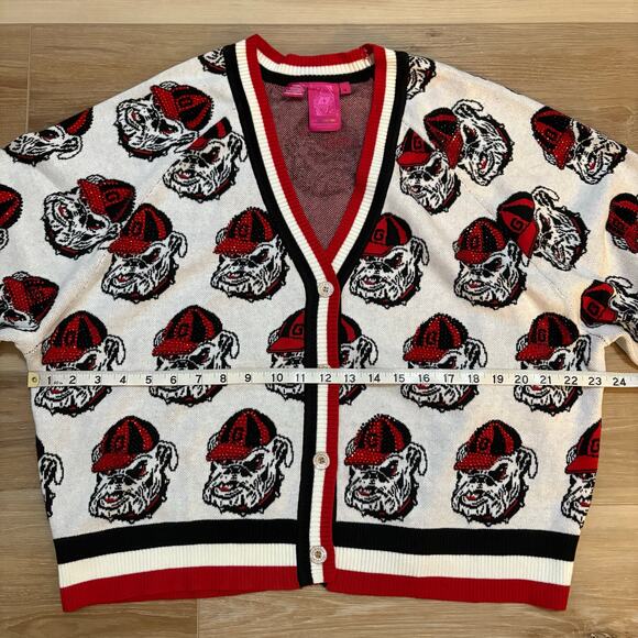 Queen of Sparkles Georgia Bulldogs Mascot Rhinestone Knit Cardigan M - Picture 6 of 11